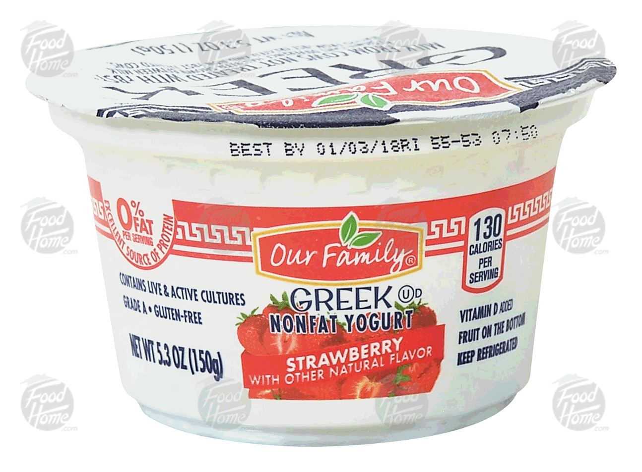 Our Family GREEK strawberry flavor nonfat yogurt Full-Size Picture